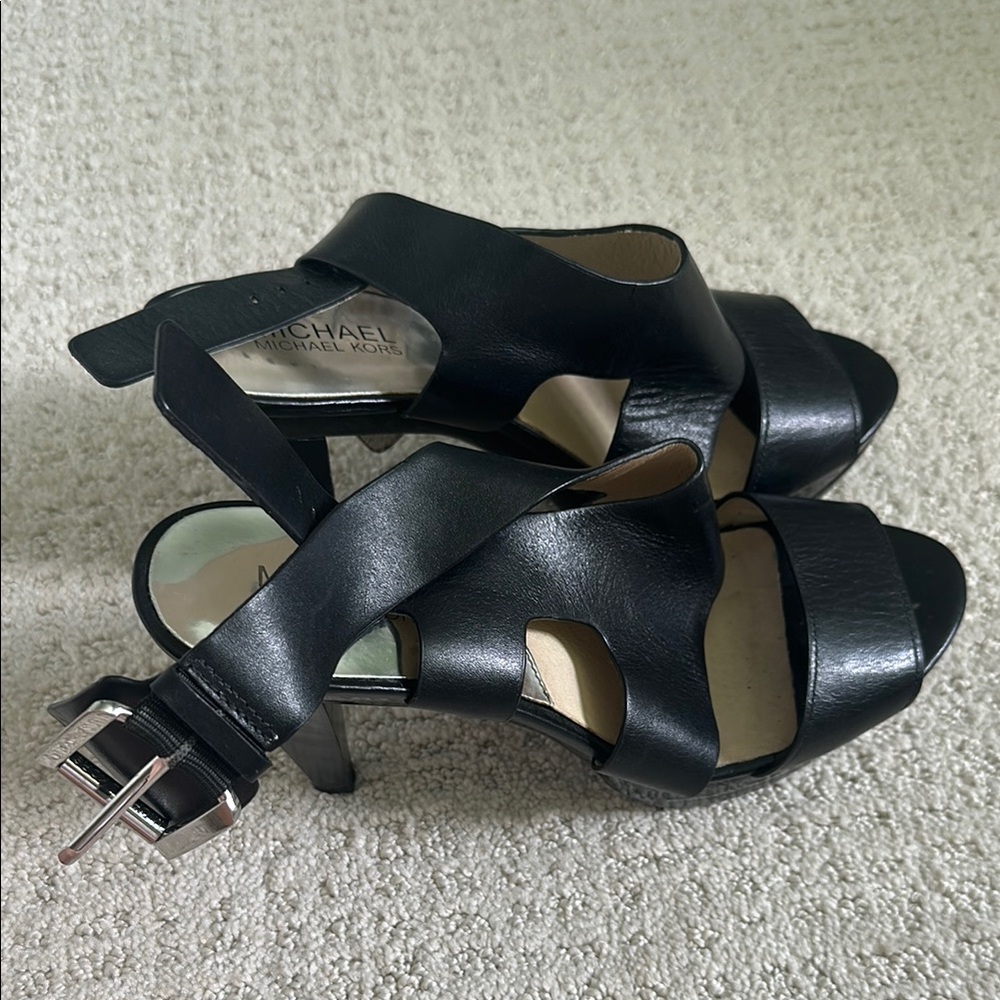 Michael Kors Black Heels with Strappy Design
